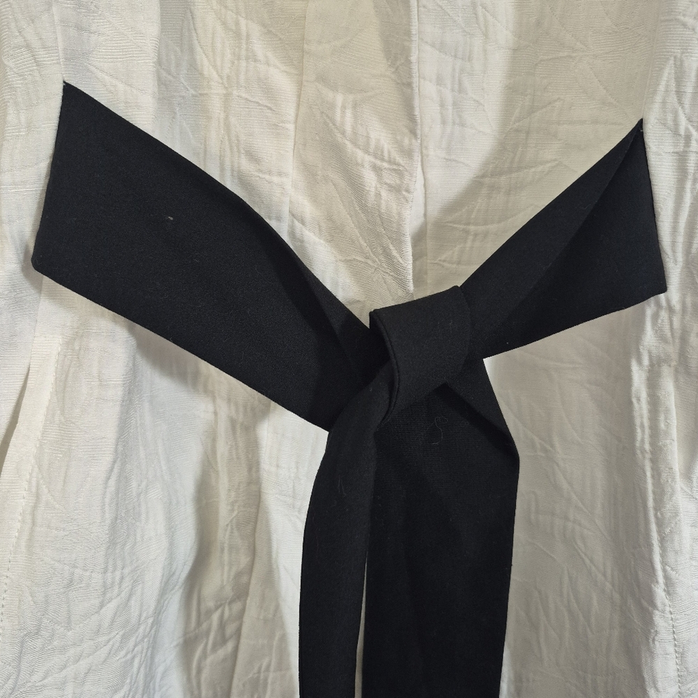 Zara Basics Collection White Textured Black Tie Spring Summer Jacket Medium - Picture 11 of 12